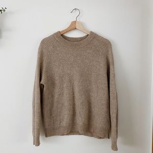 Camel Wood Blend Crewneck Sweater